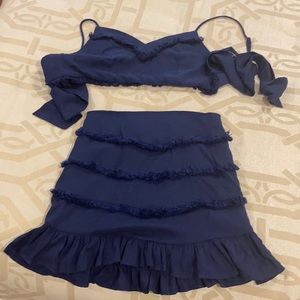Two piece set- crop top, mini skirt